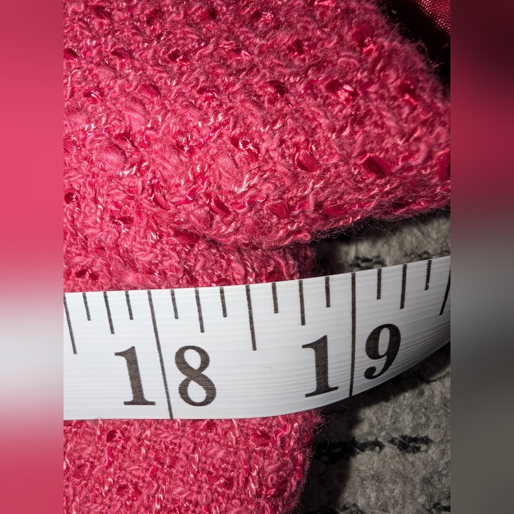 Elegant Pink Tweed Short Sleeve Knee Length Dress - Picture 13 of 15